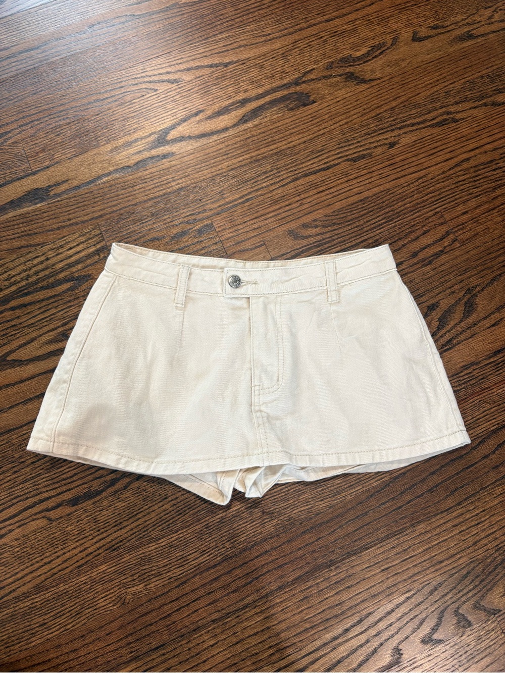 Cream denim skort
